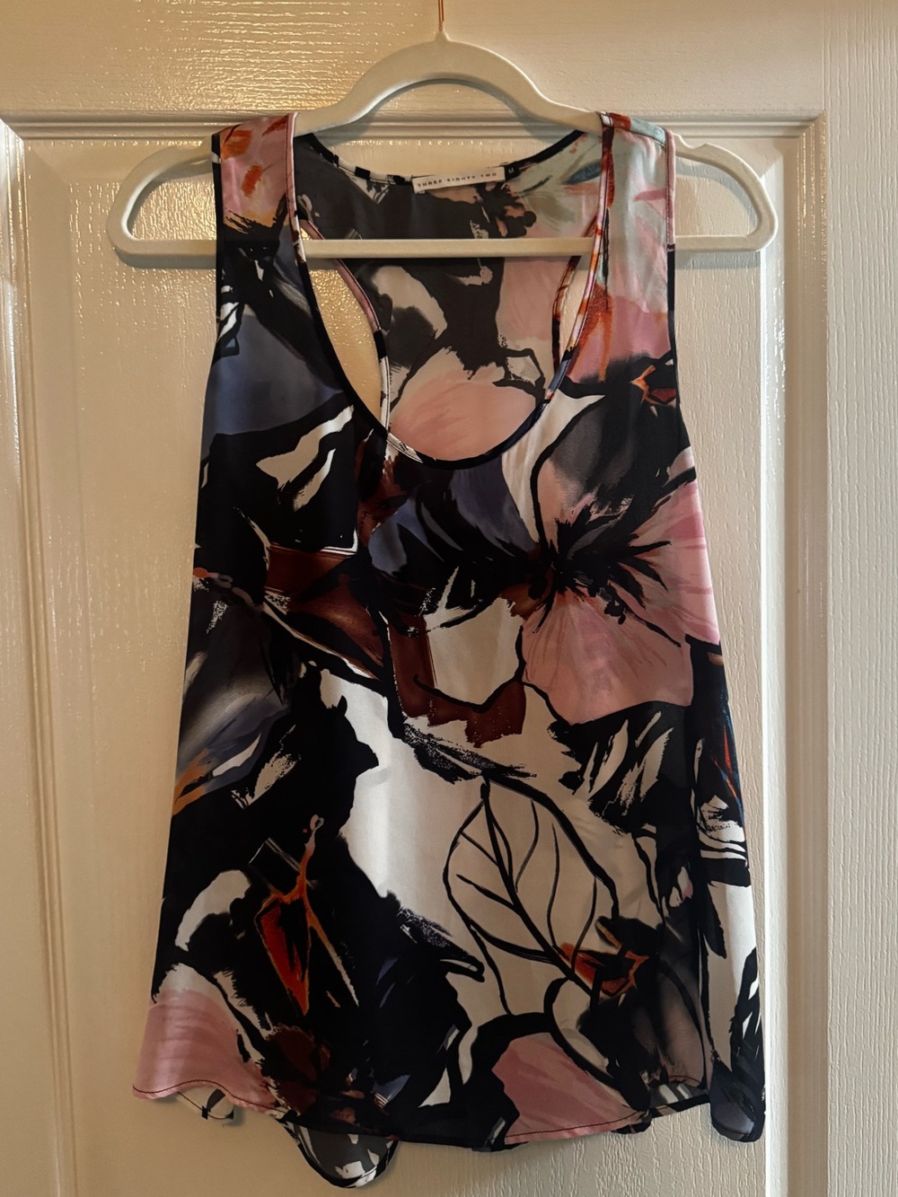 Three Eighty Two Floral Racerback Cami - Pink, Black & White